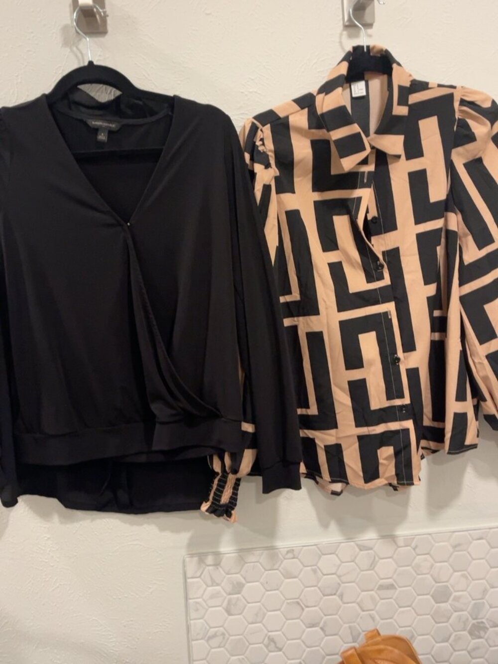 3-Piece Women’s Work Blouse Bundle | Banana Republic + LOFT | Black & Print